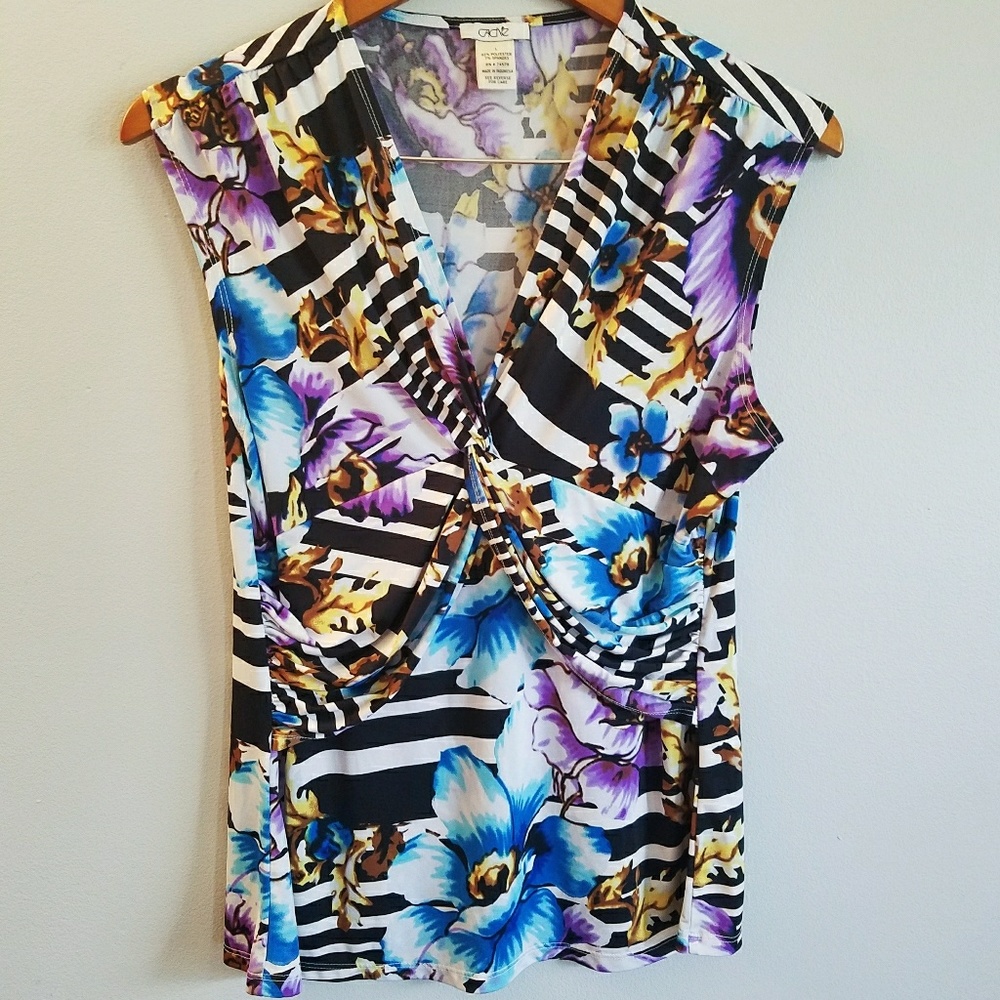 Cache Sleeveless Floral Knot Tank